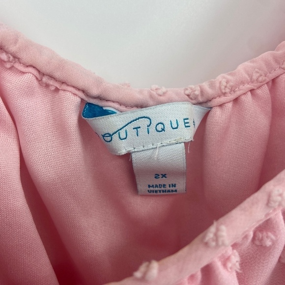 BOUTIQUE Pink Swiss Dot Cold Shoulder Flowy Tank Top Size 2X - Picture 4 of 5